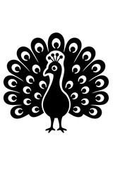 Fototapeta premium Elegant black peacock bird silhouette isolated on white background