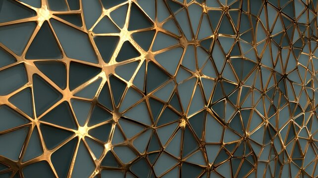Abstract geometric pattern with gold accents and triangular design