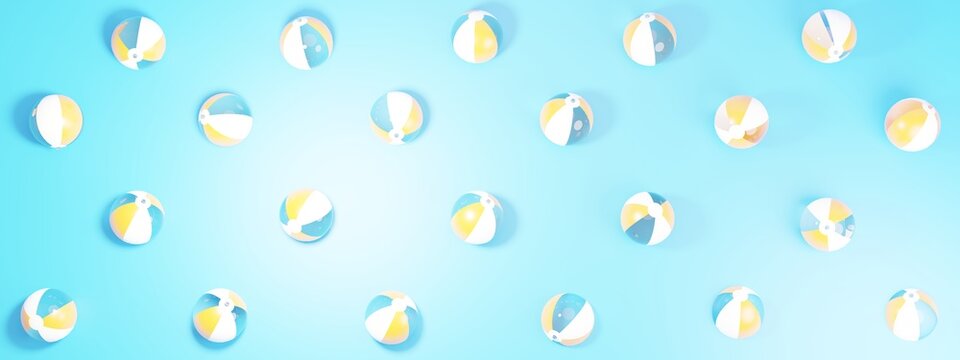 Strandb&auml;lle auf blauem Hintergrund,  3D