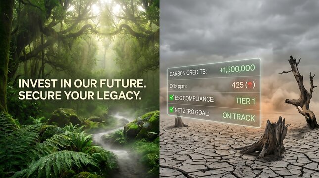 Carbon offset ledger meets dying forest