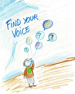 Creative Illustration of a Child Finding Their Voice with Balloons