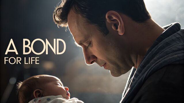 Emotional Connection Between Father and Newborn in Dim Light
