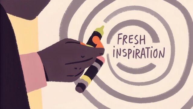 Fresh Inspiration Concept with Colorful Crayon in Creative Art