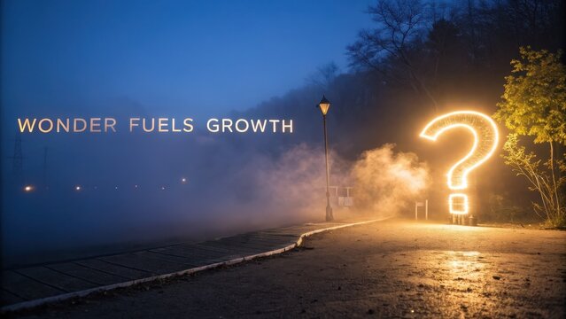 Illuminated Question Mark Symbolizing Curiosity and Personal Growth