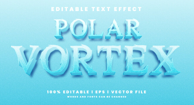 Editable polar vortex text effects, modern colors.