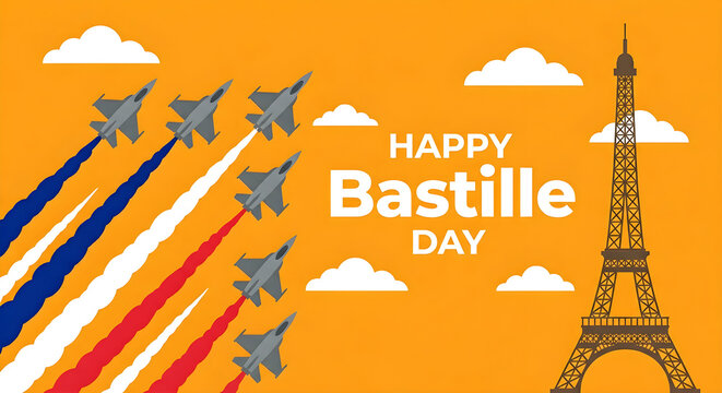 Celebration of Bastille Day Festival with Fireworks and Eiffel Tower in Paris