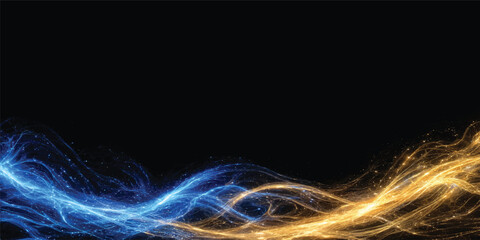 Fototapeta premium Abstract blue wave energy background with light fractal motion, smoke-like lines and futuristic dynamic design wallpaper