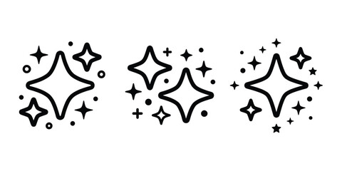 Fototapeta premium Set of sparkle icons, glitter symbols, glowing light effects, stars, twinkle elements, vector illustration