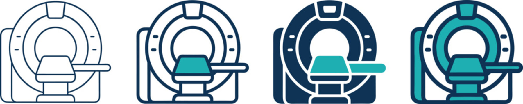 Medical MRI Machine Scanner Icon Set with Different Outline and Filled Styles for Hospital Website Healthcare and Clinic App Vector Design