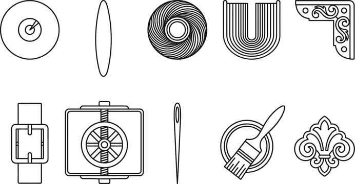 Unique bookbinding journal making craft badges bundle featuring awl bone folder linen thread spool signatures booklet arrangement corner protector strap clamp