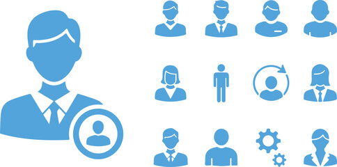 Collection of blue document analysis and checklist icons with document checklist magnifying analysis business management information verification illustration planning organization approval © brandesiner