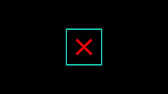 Minimalist neon cross symbol animation loop, glowing red x dark background, motion neon cross animation