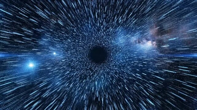 Cosmic blue black hole with light streaks in hyperspace