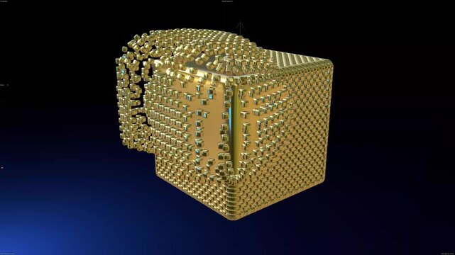 Abstract Art Golden Monograph 4k video Cube