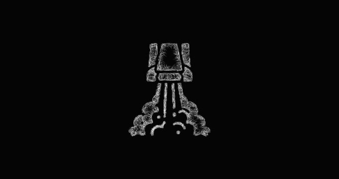 Sketch rocket exhaust icon animation - smooth progressive reveal