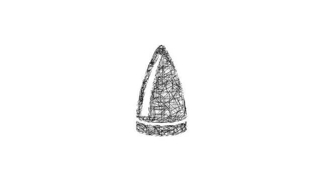 Sketch nose cone icon animation - smooth progressive reveal