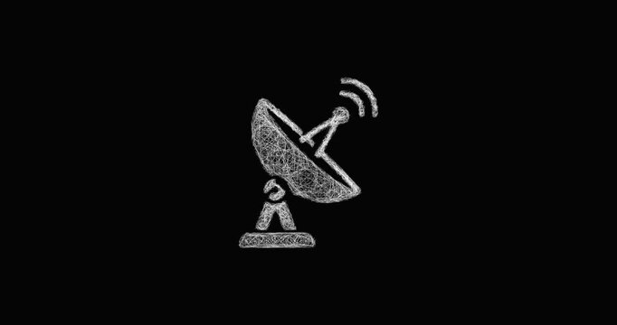 Sketch satellite dish icon animation - smooth progressive reveal