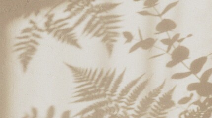 Soft Fern Shadows on Light Surface. © mamun