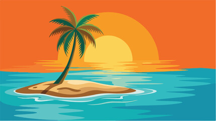 Obraz premium Summer Beach Palm Tree Vector T Shirt Design Tropical Artwork
