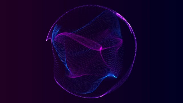 abstract blue and pink background with sphere wave grid lines animation, futuristic ai technology and science social media motion background