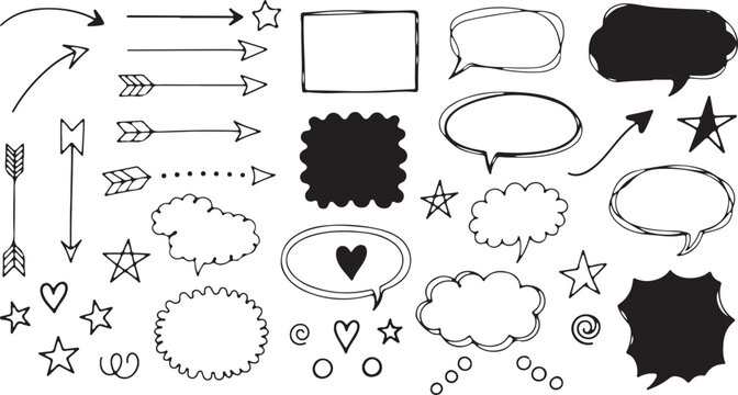 Hand drawn red vector illustration set of zodiac signs and arrow symbols featuring a creative sketch design element