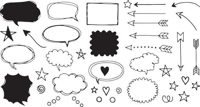 Hand drawn red vector illustration set of zodiac signs and arrow symbols featuring a creative sketch design element