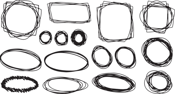 Collection of Hand Drawn Red Arrows Stars Circles Triangles and Geometric Shape Circles, and Checkmarks Vector Set, arrows, circles, checkmarks, and other design elements