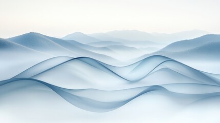 Naklejka premium Abstract Blue Waves Horizon Art