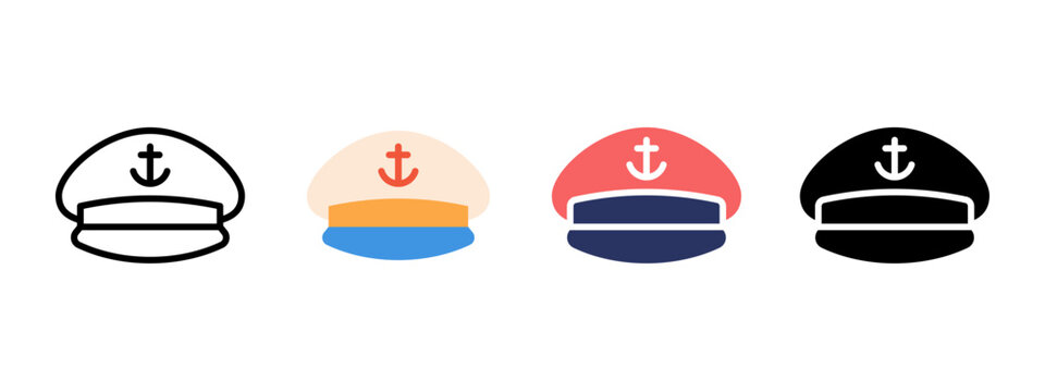 Captain Cap Leadership Symbol Icon for Maritime Operations and Cruise Management