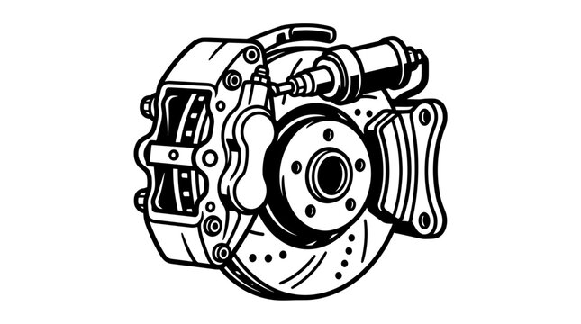 Car Brake System Component Closeup.