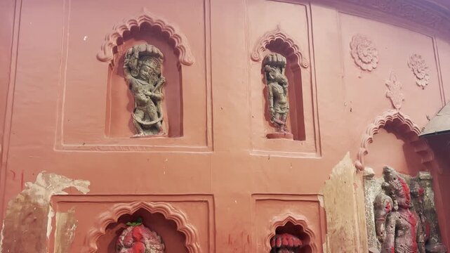 Stone sculptures on Kamakhya Temple wall, Assam, Guwahati, India