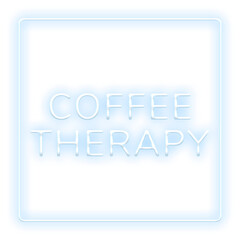 Obraz premium Coffee therapy png frame neon border text