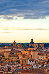 Obraz premium Spain. Toledo with Alcazar castle at sunset, Castilla-La Mancha. Summer tourism and travel 