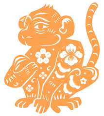 Obraz premium Png year of monkey orange Chinese horoscope animal illustration