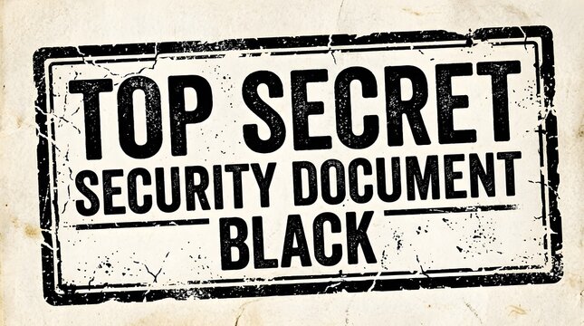 Top secret security document black grunge rubber stamp print on vintage aged paper texture
