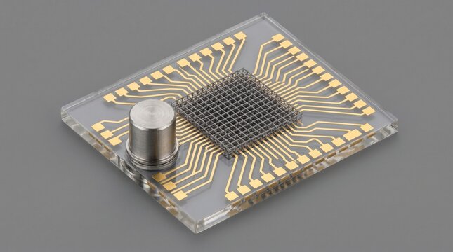 Chip de interfaz neuronal con malla 3D sobre sustrato transparente