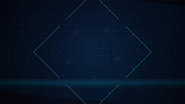 Futuristic cyber technology background with 2D geometric shapes, digital world map concept 4k video