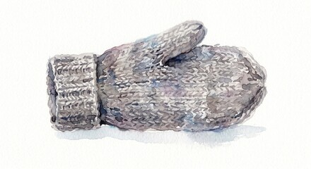 Fototapeta premium Watercolor Cozy Woolen Mitten Illustration