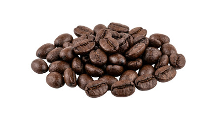 Naklejka premium Pile of dark roasted coffee beans, rich aroma and deep flavor for your morning brew