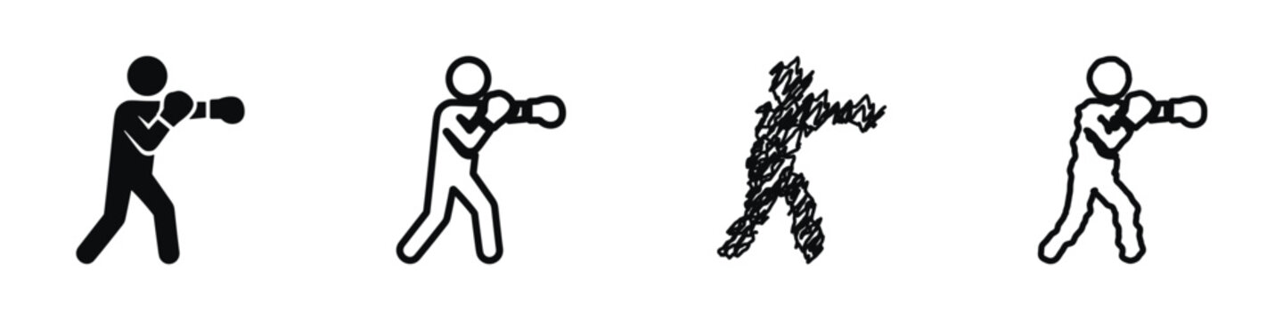 Diverse boxing icons showcasing different artistic styles and representations