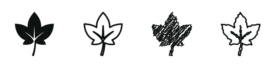 Collection of stylized leaf icons in various artistic styles © 7Author