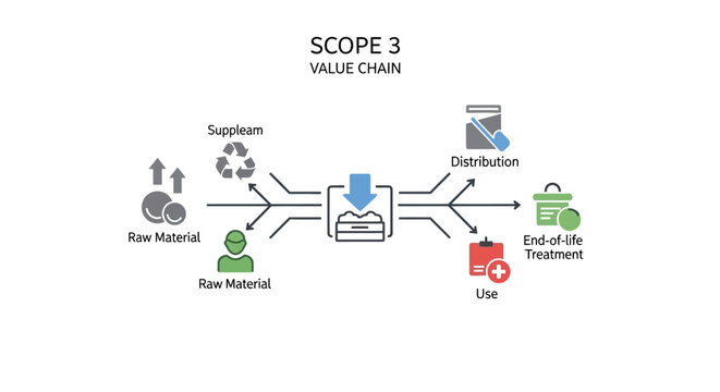 Scope 3 Value Chain Diagram: Raw Materials to End-of-Life Treatment