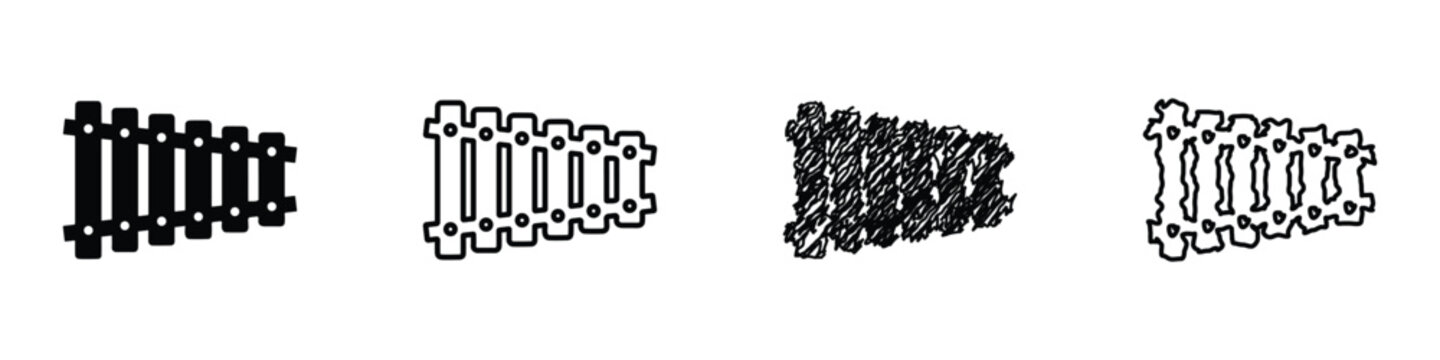 Set of four xylophone icons in different styles for musical representation