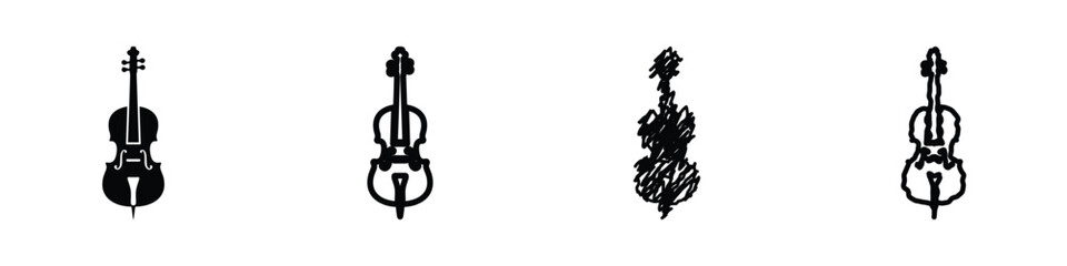 Collection of cello icons in various artistic styles and representations © 7Author