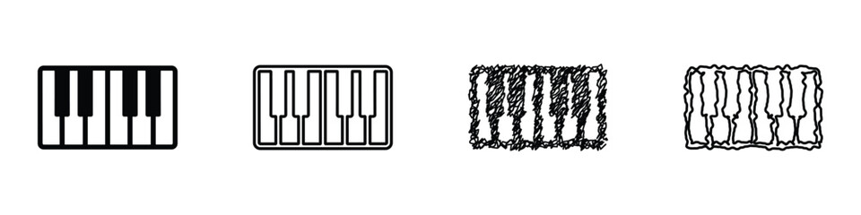 Set of piano keyboard icons in different artistic styles for music and design © 7Author