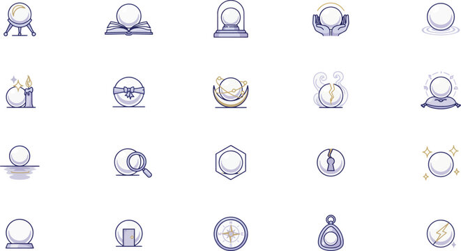 Crystal ball icons set