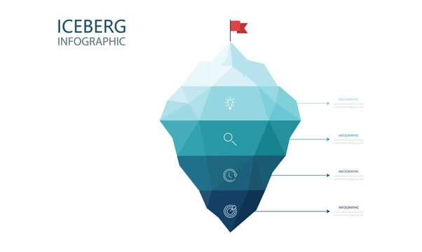 4 Step Business mountain pyramid infographic ascending Steps success strategy. Vector illustration. All in a single layer. Vector Modern Infographic Template. 