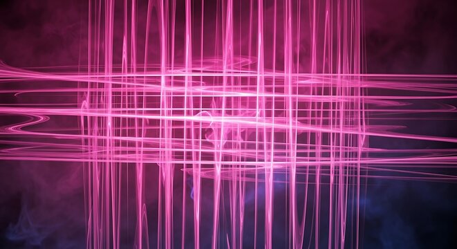 Abstract digital data visualization with pink and purple lines.