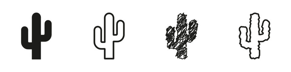 Collection of four stylized cactus icons in various artistic representations © 7Author