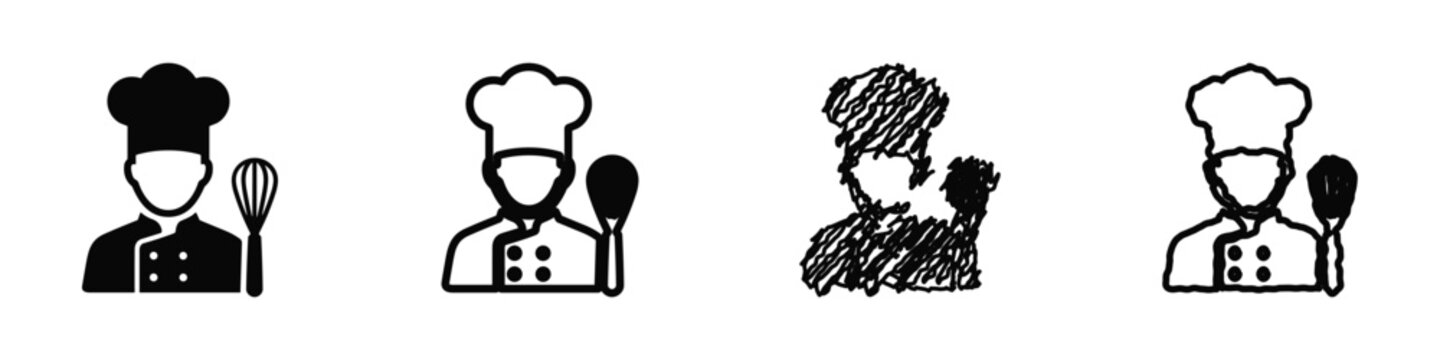 Chef icons with whisk and spoon, representing culinary arts and cooking professions